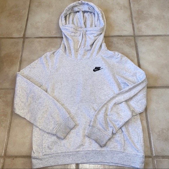Nike women’s light gray heathered oversized drawstring  hoodie - Picture 4 of 12